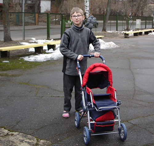 Star of hope in latvia working with special needs kids look a stroller