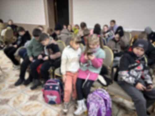 Mark Presson, is in Berdychiv Ukraine, two hours west of War. 2 children in basement during war air raid alert.